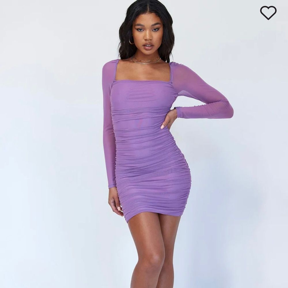 MIAMI HOT STYLES PURPLE BODYCON MESH LONG SLEEVE MINI DRESS SIZE MEDIUM